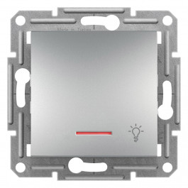 Schneider Electric Кнопка свет с подсветкой алюминий EPH1800161 Asfora