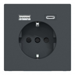 Schneider Electric Merten System M з/к и двойной USB-зарядкой, антрацит (MTN2367-0414)