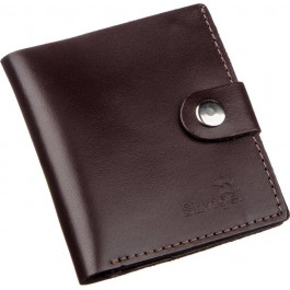 Vintage Чоловічий тонкий шкіряний портмоне темно-коричневого кольору з фіксацією на кнопку SHVIGEL (2416222)