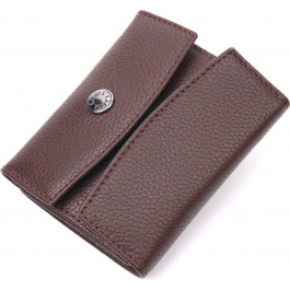 Karya Жіночий компактний гаманець із зернистої шкіри коричневого кольору на кнопці  (2421341)