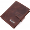 Karya Темно-коричневий чоловічий гаманець із вінтажної шкіри з хлястиком на кнопці  (2421387) - зображення 1