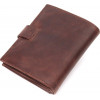 Karya Темно-коричневий чоловічий гаманець із вінтажної шкіри з хлястиком на кнопці  (2421387) - зображення 2