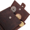 Karya Темно-коричневий чоловічий гаманець із вінтажної шкіри з хлястиком на кнопці  (2421387) - зображення 7
