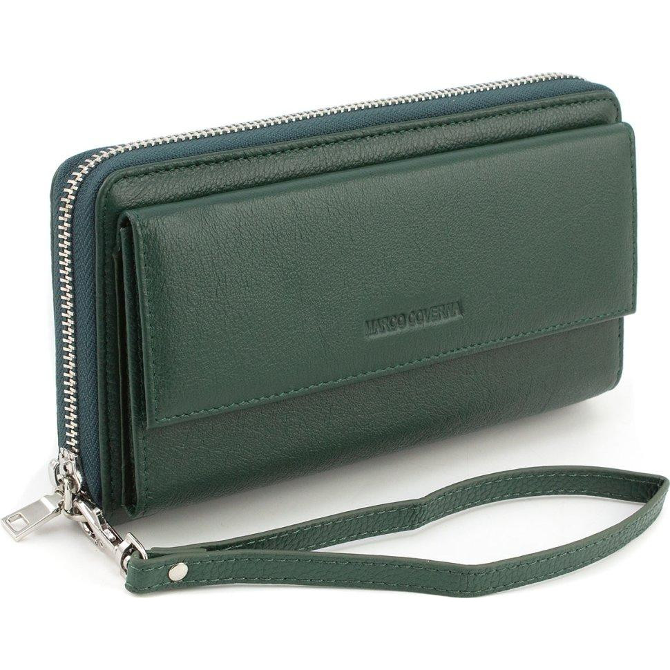 Marco Coverna Зелений жіночий гаманець-клатч із натуральної шкіри з ремінцем на зап&#39;ясті  (17079) - зображення 1