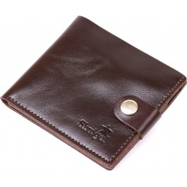 Vintage Шкіряне чоловіче портмоне коричневого кольору з хлястиком на кнопці Shvigel (2416443)