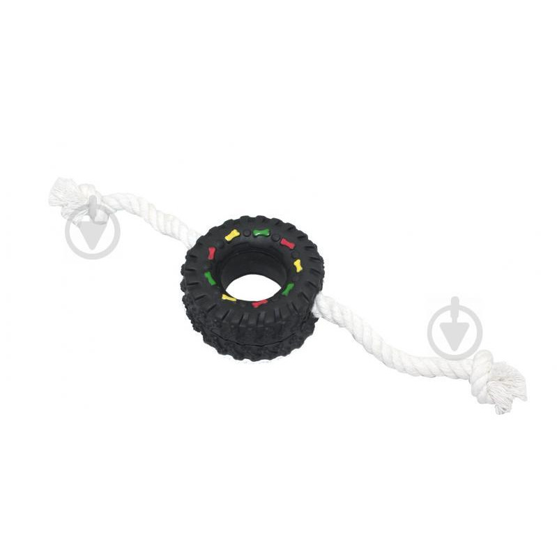 ZooMax Іграшка  вінілова Шина на мотузці 8,5х36 EV089 (4820097808756) - зображення 1