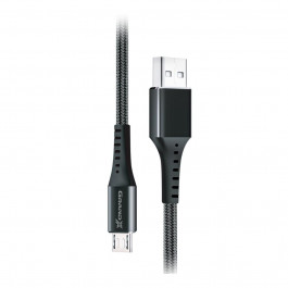 Grand-X USB-micro USB 3A 1.2m Fast Сharge Black толст.нейлон оплетка премиум (FM-12B)