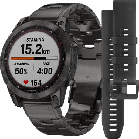 Garmin Fenix 7 Sapphire Solar C. Grey DLC Titanium w. Carbon Grey DLC V. Titanium Band (010-02540-39) - зображення 1