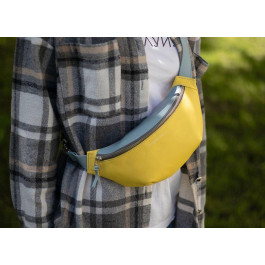 Grande Pelle Жовто-блакитна патріотична сумка-бананка з натуральної шкіри  (10128)