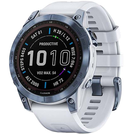 Garmin Fenix 7 Sapphire Solar Mineral Blue DLC Titanium with Whitestone Band (010-02540-24/25) - зображення 1