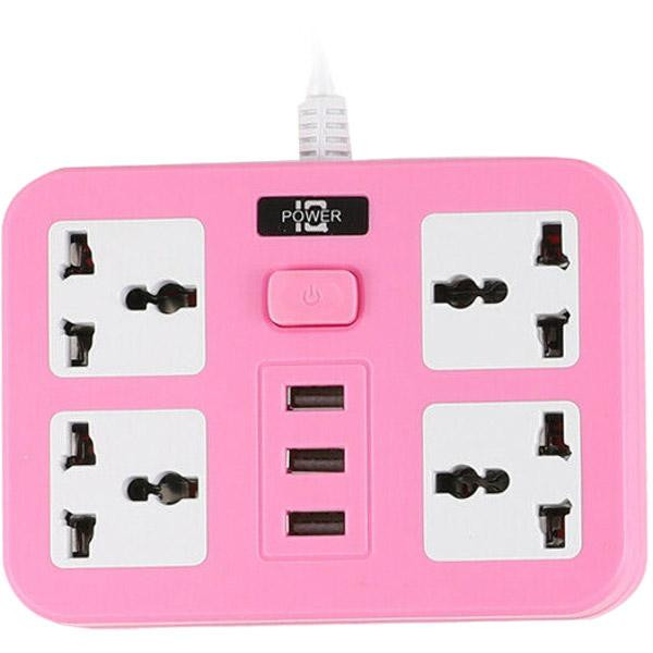 IQ POWER TB-T15 Pink, 4 розетки, 3xUSB, 2м - зображення 1