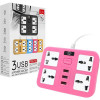 IQ POWER TB-T15 Pink, 4 розетки, 3xUSB, 2м - зображення 2