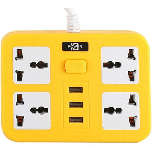 IQ POWER TB-T15 Yellow, 4 розетки, 3xUSB, 2м - зображення 1