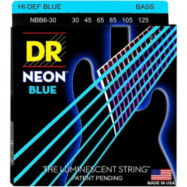 DR Струны для бас-гитары  NBB6-30 HI-DEF NEON Blue K3 Coated Medium Bass Guitar 6-Strings 30/125