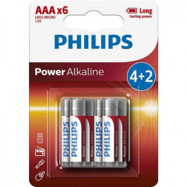 Philips AAA bat Alkaline 6шт Power Alkaline (LR03P6BP/10)
