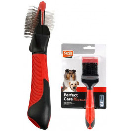 Karlie-Flamingo Пуходерка  Soft Slicker Brush 2in1 для собак малих і середніх порід 2в1 м'яка S / M червона (43826)