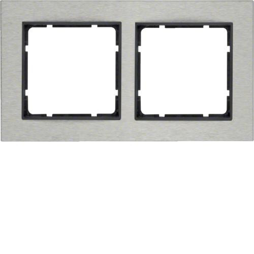 Berker Рамка B.7, 2 п., горизонтальная, нержавеющая сталь/антрацит (10223606) - зображення 1
