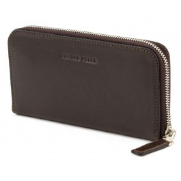  Grande Pelle Коричневий шкіряний гаманець-клатч на блискавці  532620