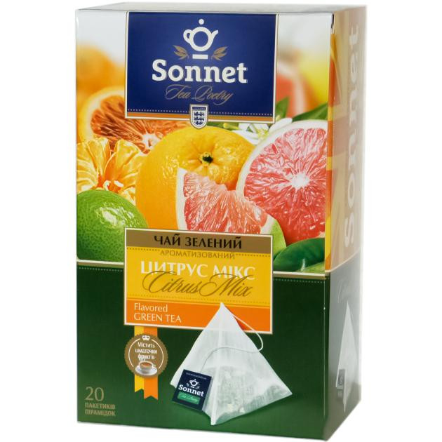 Sonnet Чай зелений  Цитрус Мікс, 20 пакетиків (4820082705985) - зображення 1