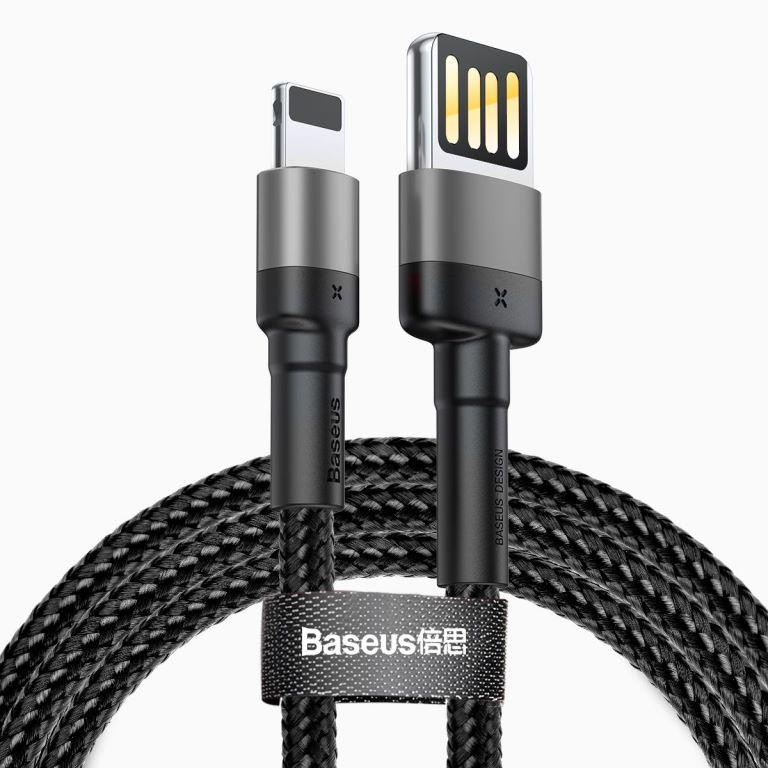 Baseus Cafule Cable special edition USB For iP 2.4A 1м Grey+Black (CALKLF-GG1) - зображення 1