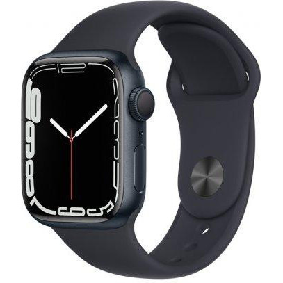 Apple Watch Series 7 GPS 41mm Midnight Aluminum Case With Midnight Sport Band (MKMX3) - зображення 1