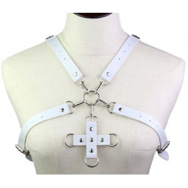 SKN Портупея з фіксатором Women's PU Leather Chest Harness Caged Bra WHITE (SKN-AS25 WHITE)