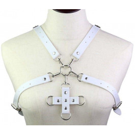   SKN Портупея з фіксатором Women's PU Leather Chest Harness Caged Bra WHITE (SKN-AS25 WHITE)