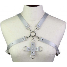 SKN Портупея з фіксатором Women's PU Leather Chest Harness Caged Bra GREY (SKN-AS25 GREY)
