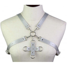   SKN Портупея з фіксатором Women's PU Leather Chest Harness Caged Bra GREY (SKN-AS25 GREY)