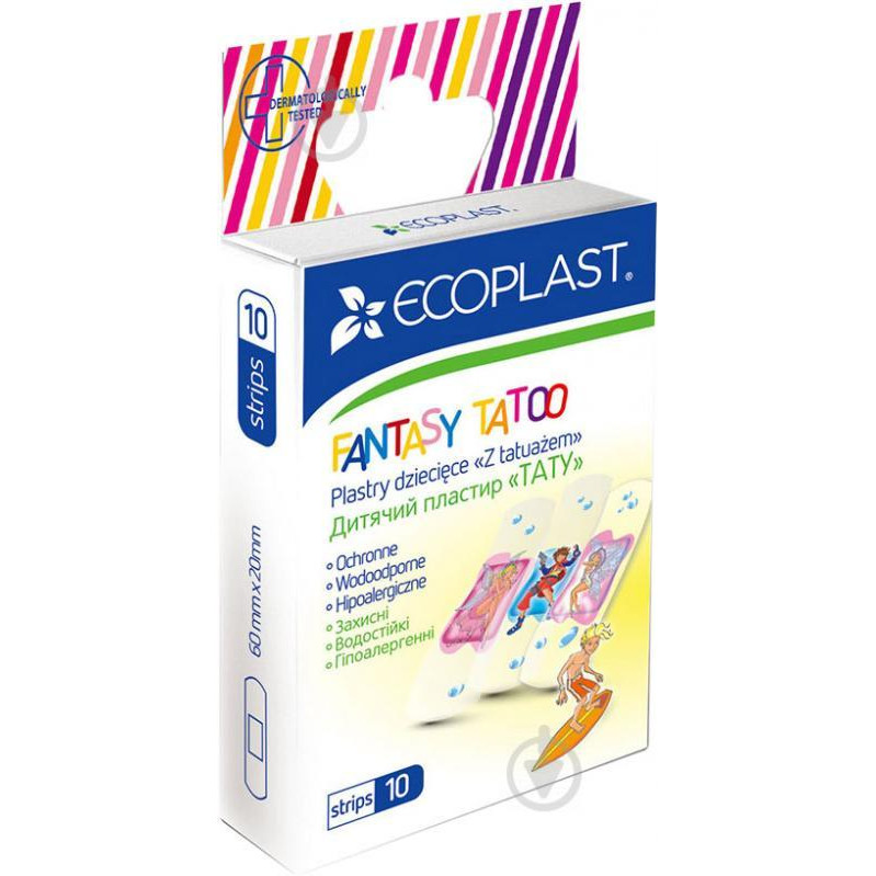 Ecoplast Лейкопластир  дитячих Fantasy Tatoo 20х60 мм нестерильні 10 шт. - зображення 1