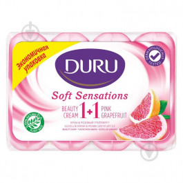 Duru Туалетное мыло  1+1 с экстрактом розового грейпфрута и увлажняющим кремом 4 х 80 г (8690506517816)