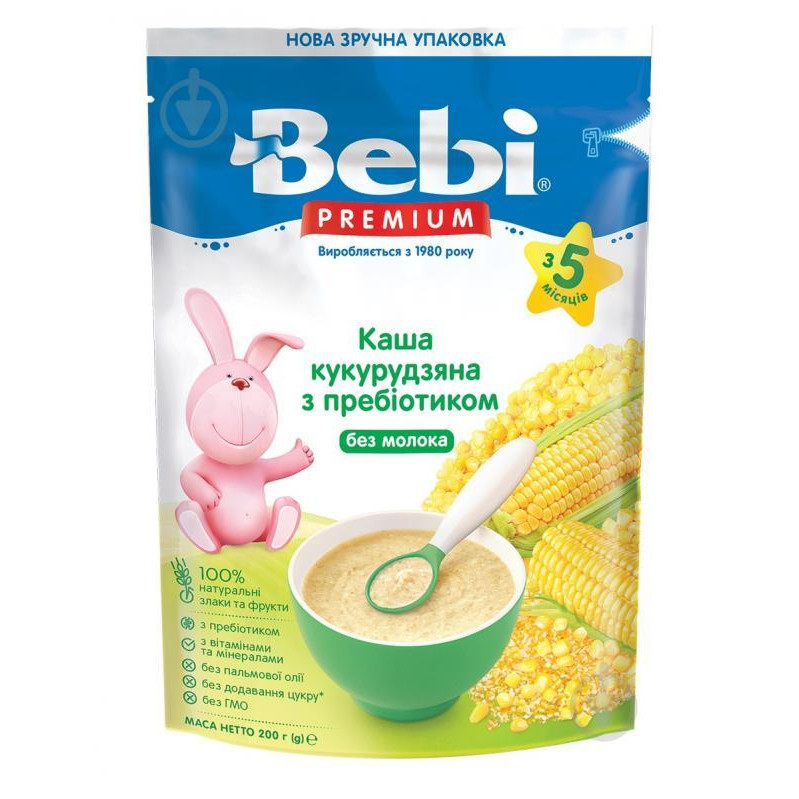 Bebi Каша безмолочная Кукурузная с пребиотиками 200 г - зображення 1