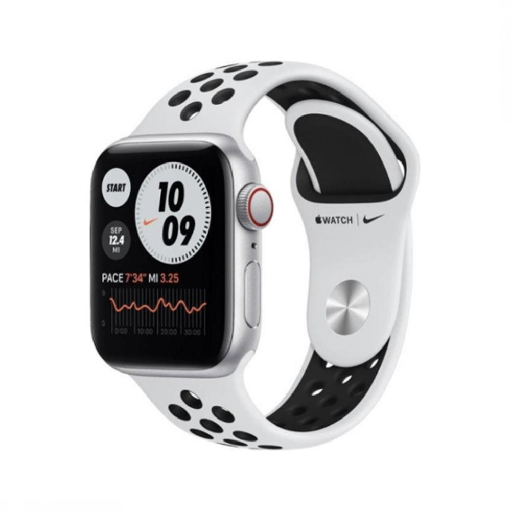 Apple Watch Nike SE GPS 44mm Silver Alum Case w. Pure Plat./Black Nike S. Band (MKQ73) - зображення 1