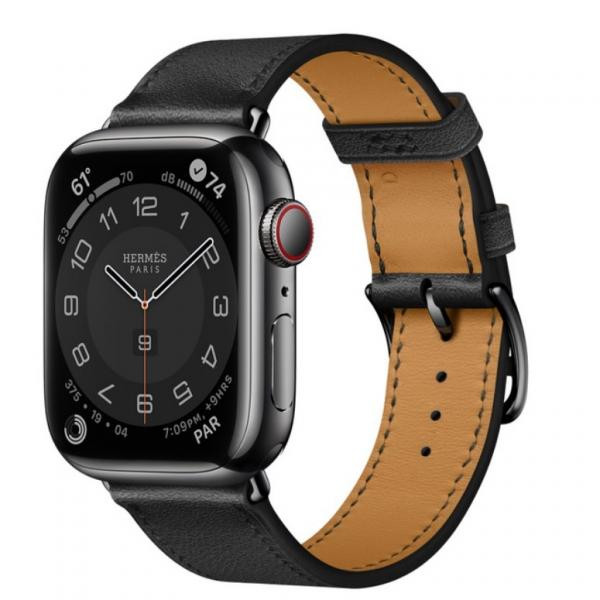 Apple Watch Hermes Series 7 LTE 41mm Space Black S. Steel Case w. Noir Single Tour (MKHP3) - зображення 1
