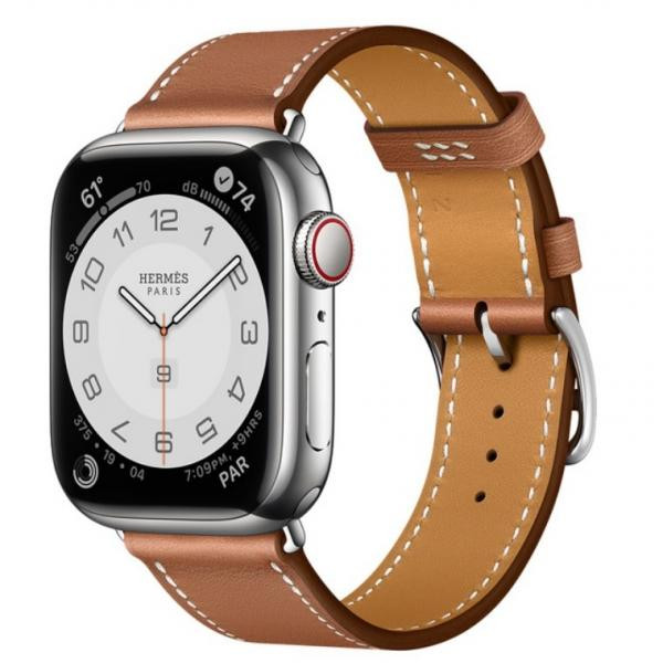 Apple Watch Hermes Series 7 LTE 41mm Silver S. Steel Case w. Gold Single Tour (MKHN3) - зображення 1