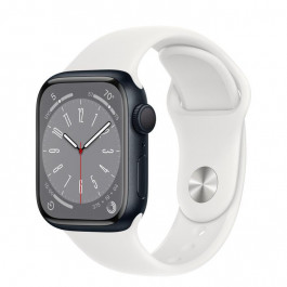 Apple Watch Series 8 GPS 41mm Midnight Aluminum Case w. White Sport Band S/M (MNPC3+MP6W3)