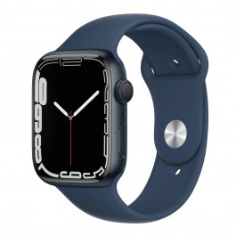 Apple Watch Series 7 GPS 45mm Midnight Aluminum Case With Abyss Blue Sport Band (MKNN3+MKUW3)