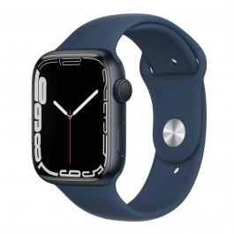   Apple Watch Series 7 GPS 45mm Midnight Aluminum Case With Abyss Blue Sport Band (MKNN3+MKUW3)