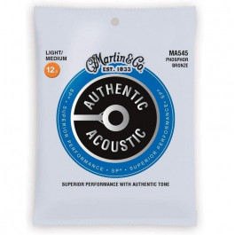 Martin Струны для акустической гитары MA545 Authentic Acoustic SP 92/8 Phosphor Bronze Light/Medium