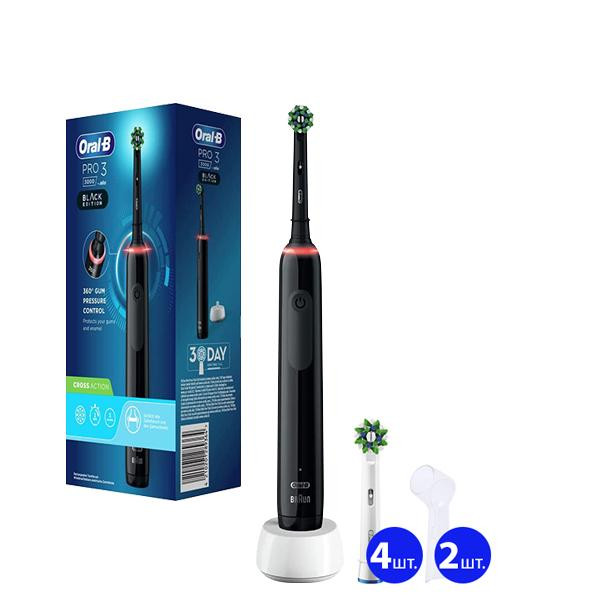 Oral-B D505 PRO 3 3000 Cross Action Black 5 насадок - зображення 1