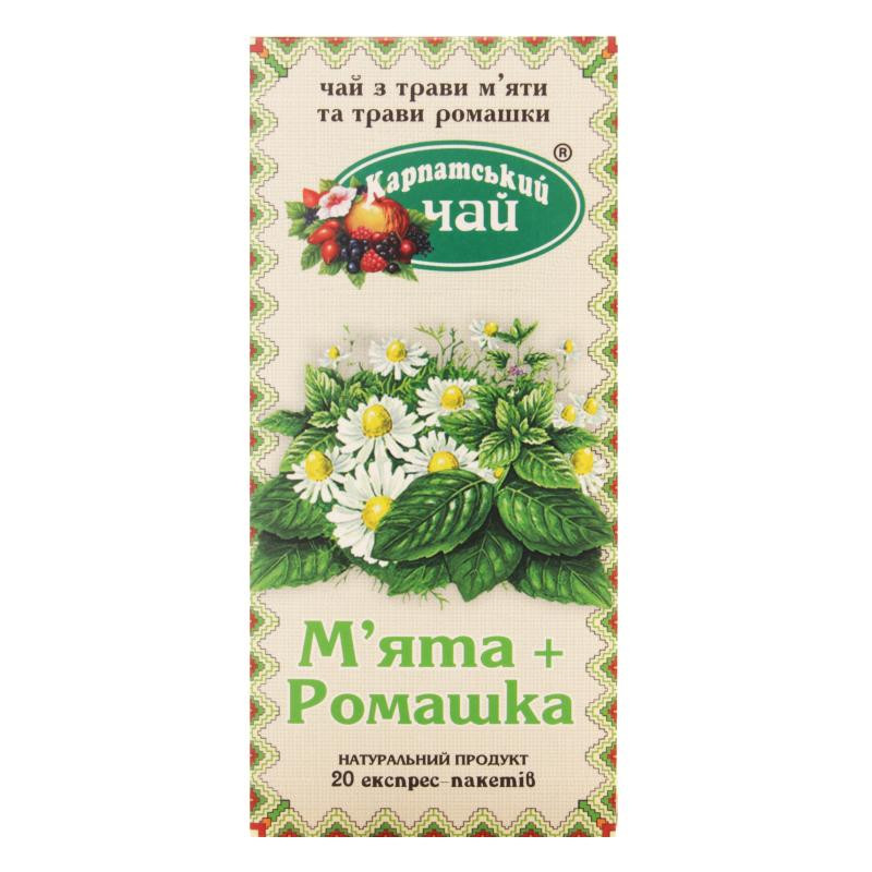 Карпатський чай Травяной чай Мята - Ромашка, в пакетиках, 20х1,35 г (4820024212946) - зображення 1