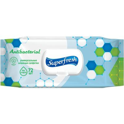 SuperFresh . Влажные салфетки Antibacterial с клапаном, 72 шт (4823071630510) - зображення 1