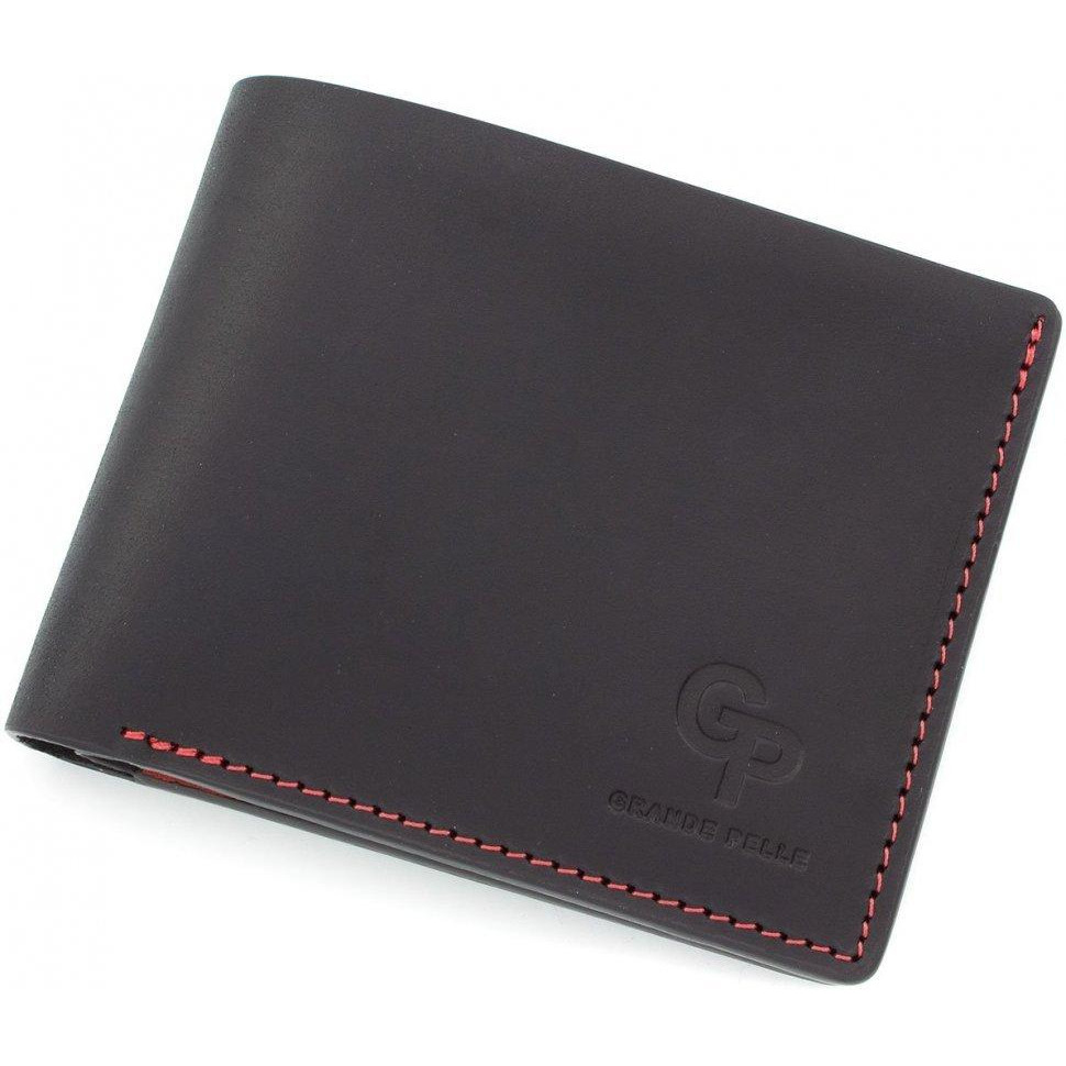Grande Pelle Мужской кожаный черный кошелек на магните  (50511060) - зображення 1