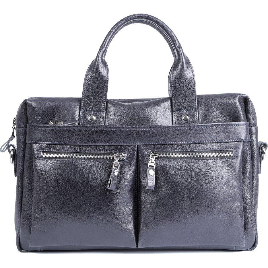 Vintage Темно-синя чоловіча сумка під ноутбук до 14 дюймів із натуральної шкіри флотар SHVIGEL (00976) - зображення 1