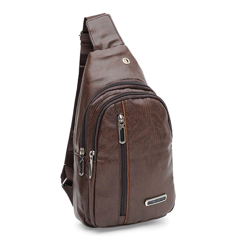 Monsen Чоловіча коричнева сумка-рюкзак зі шкірозамінника на дві блискавки  (22109) - зображення 1