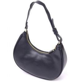 Vintage Чорна жіноча сумка-хобо з натуральної гладкої шкіри  (2421288)