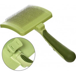 Safari Пуходерка  Self-Cleaning Slicker Brush для собак і котів з самоочищенням зелена 11.5x8.5 см (39833)