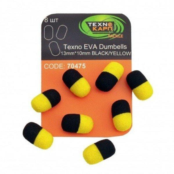 ТехноКарп Искус. приманка Texno EVA Dumbells 13x10mm / black-yellow / 8pcs - зображення 1