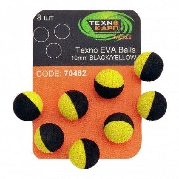 ТехноКарп Искус. приманка Texno EVA Balls / black-yellow / 10mm / 8pcs - зображення 1