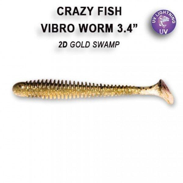 Crazy Fish Vibro Worm 3.4" / 2d Gold Swamp - зображення 1